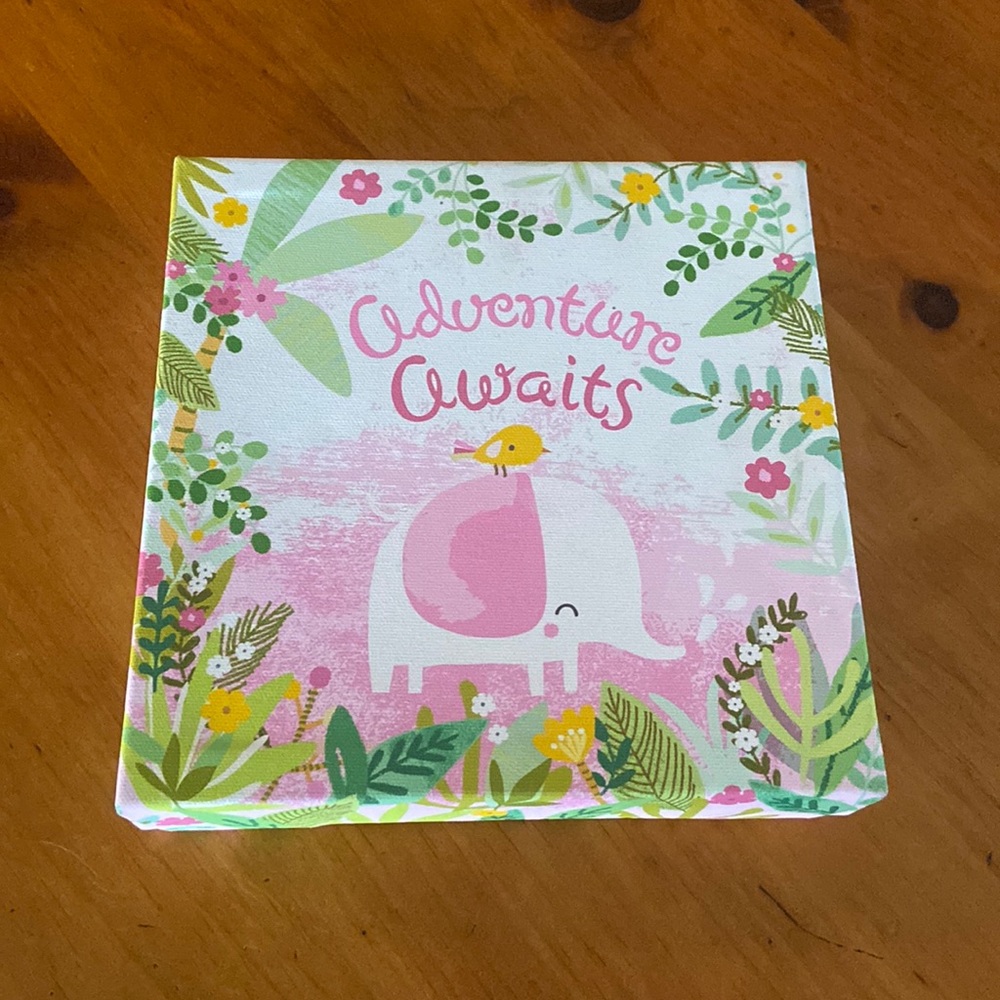 8” x 8” Baby Girl Nursery Elephant Picture